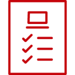 Icon of a checklist in red