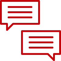 An icon of two text bubbles exchanging information.