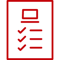 An icon of a checklist with a computer on it.